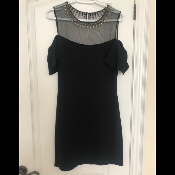 SPECIAL PRICE: Black, BCBG evening dress with jewelled collar and cap sleeve - Picture 1 of 5